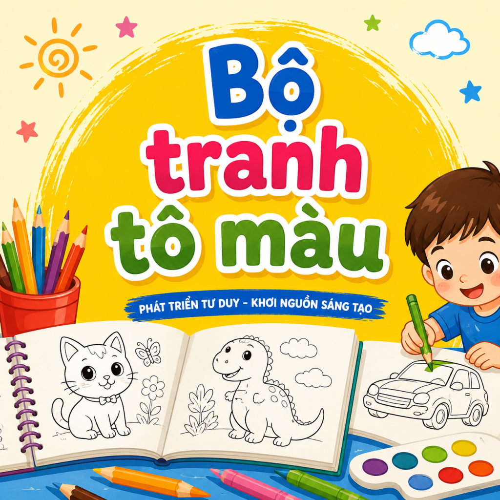 Bộ tranh tô màu cho bé phát triển tư